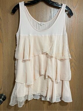 Cecico Blush Pink Layered Ruffle Tank